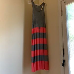 New York and Co maxi dress. Coral and gray. Racerback